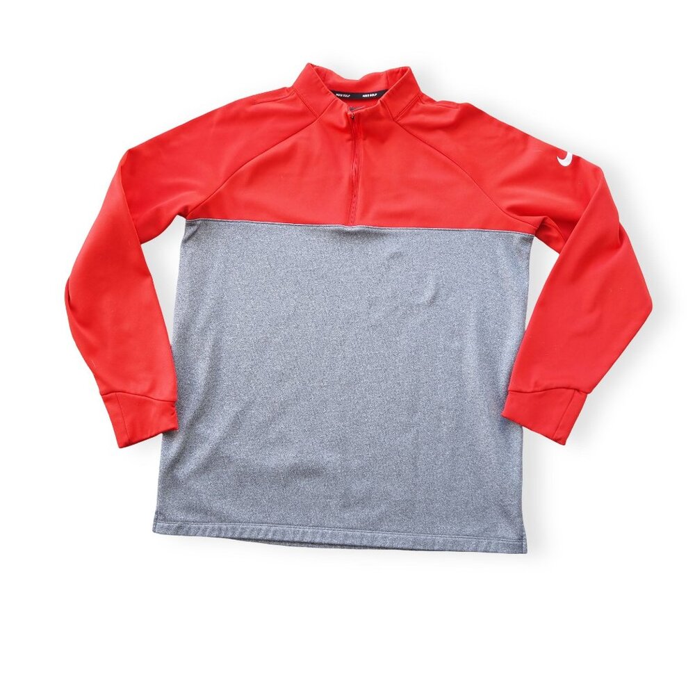 Nike Golf Thermafit 1/2 Zip Fleece Pullover Men's L Red / Grey